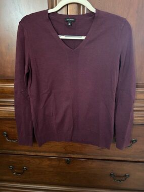 Talbots Women's V-Neck Sweater in Deep Burgundy